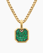 Octagonal Amulet in 18K Yellow Gold with Emeralds, 15mm